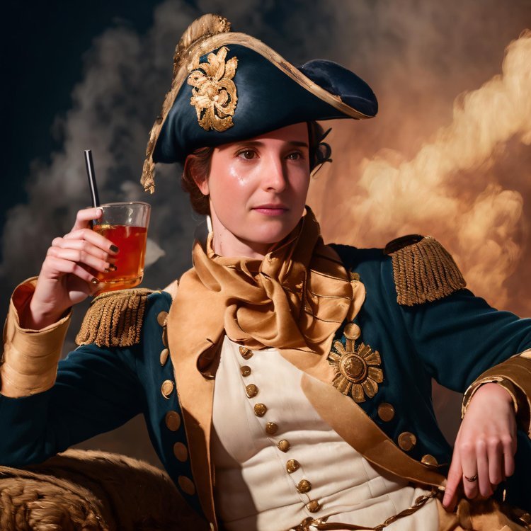 Alternate Realities: AI portrait of a participant as an 18th-century naval officer holding a drink