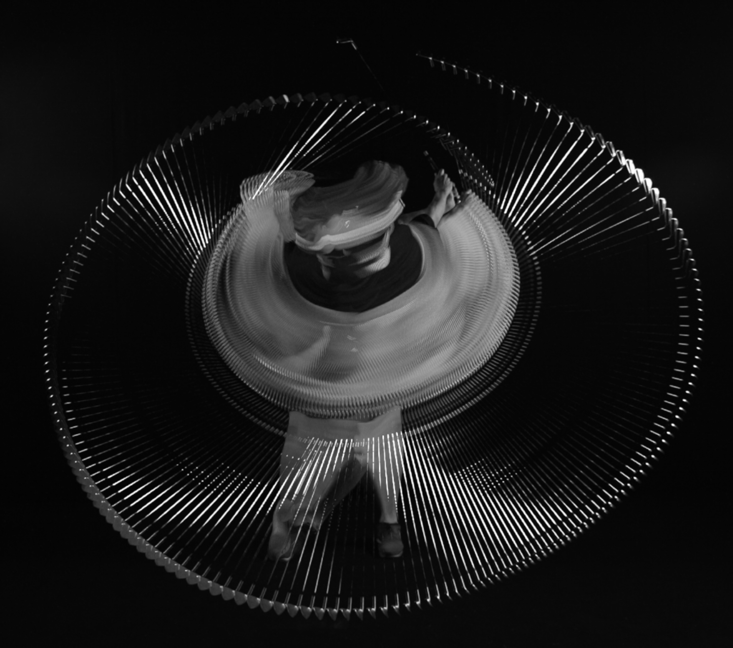 Stroboscopic: composite photograph of a golf swing from 100 frames