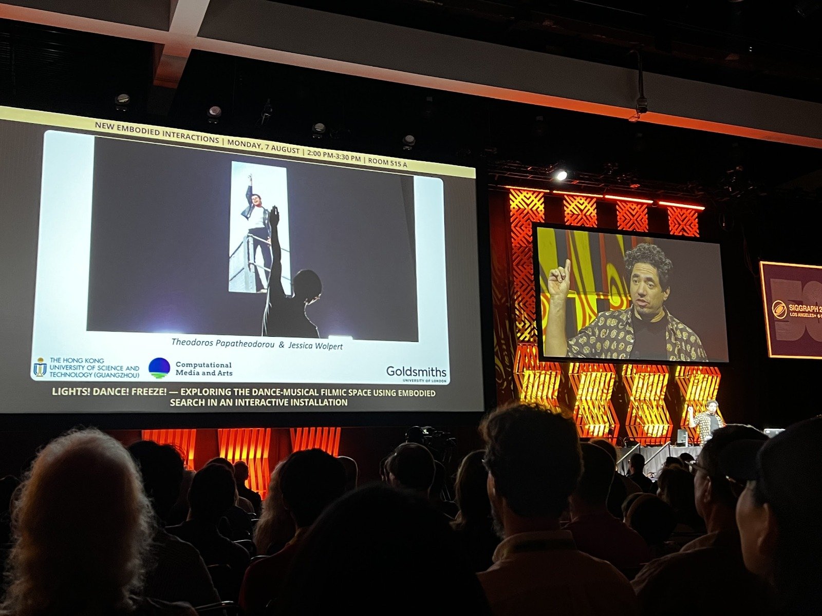 Presenting Lights! Dance! Freeze! at SIGGRAPH 2023 to a large audience